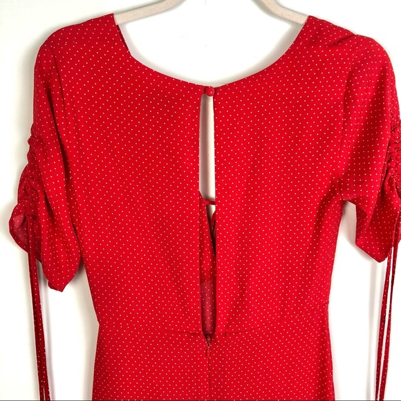 Topshop Red and White Polka Dot Short Sleeve Midi Dress Size 2 - Picture 11 of 16